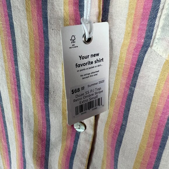 NWT Marine Layer Doze Short Sleeve PJ Pajama Top in Retro Ombre Stripe Size XS - Picture 4 of 8